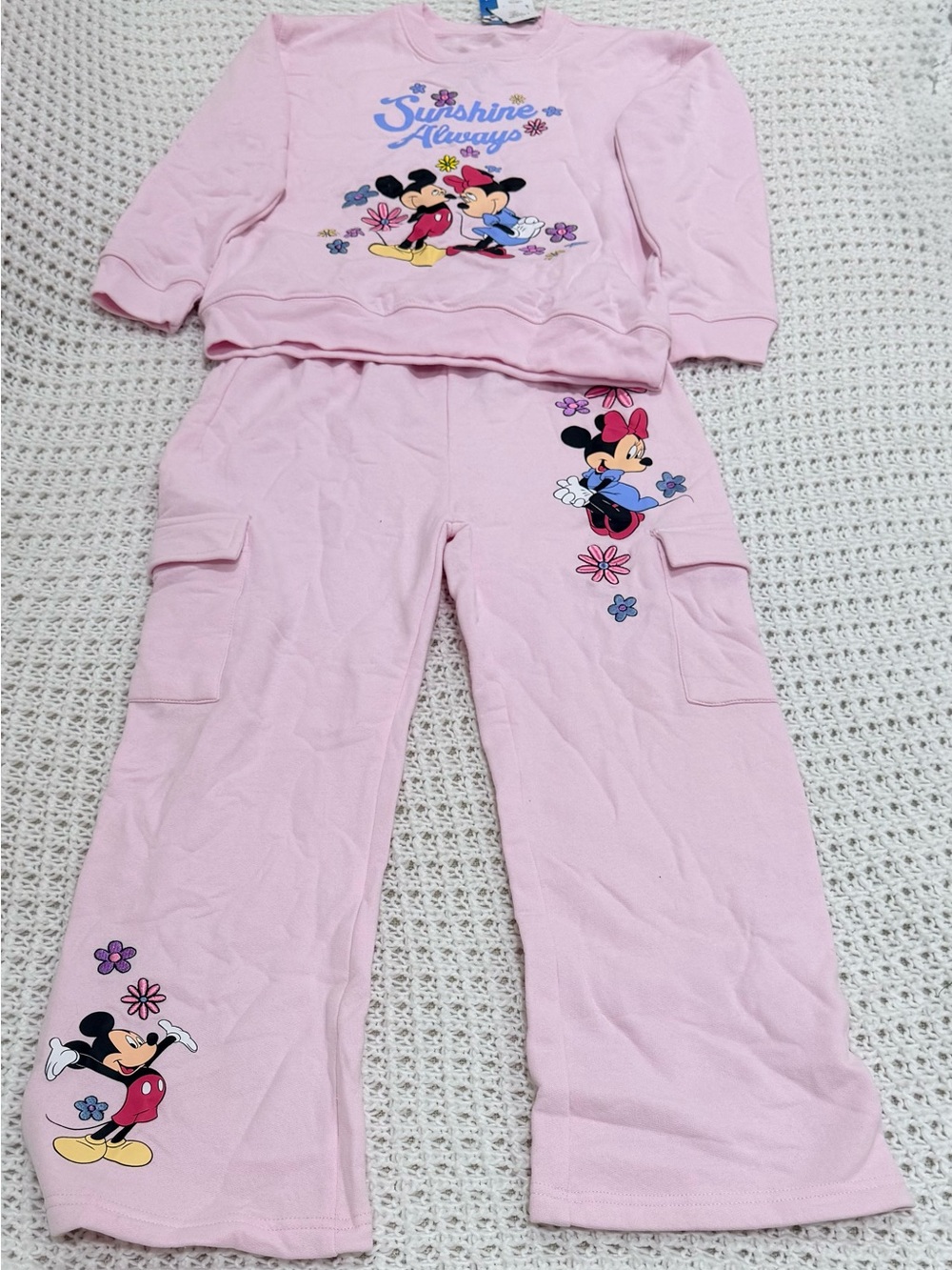 Disney Collection Girls Mickey Mouse Minnie Mouse 2-pc. Pant Set in pink size L.